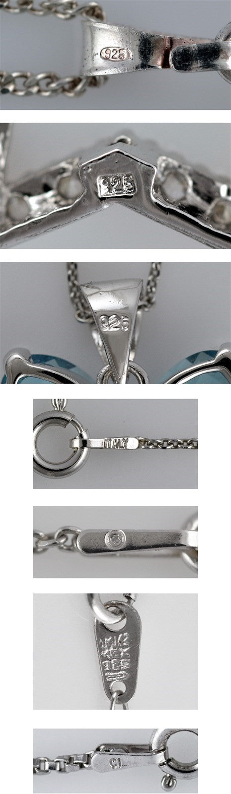 3 Sterling Silver Necklaces w/ Star Flower Pendants Diamond Rhinestones