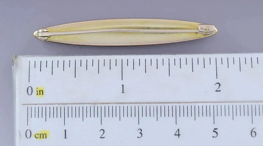 Antique c1900 14k Gold Krementz Floral Rose Flower Design Bar Pin