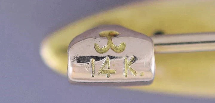 Antique c1900 14k Gold Krementz Floral Rose Flower Design Bar Pin