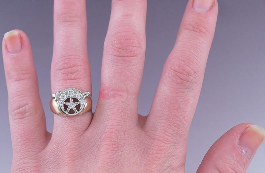 Rare VTG c1930s 14k White & Yellow Gold ~.50ct Diamond Shriners Masonic Ring