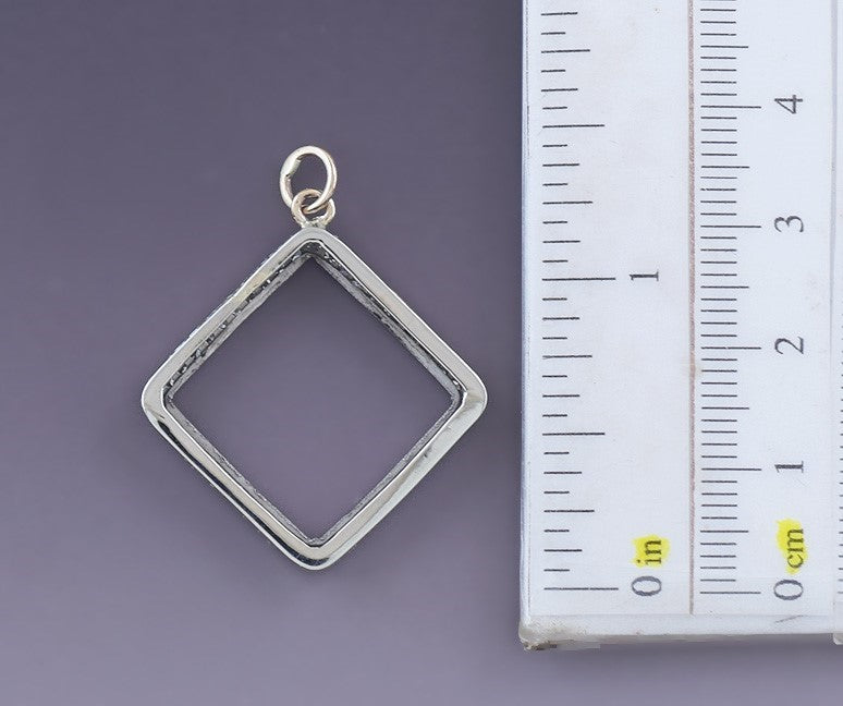 Dazzling 14k White Gold Open Square 44 Diamond Frame Pendant