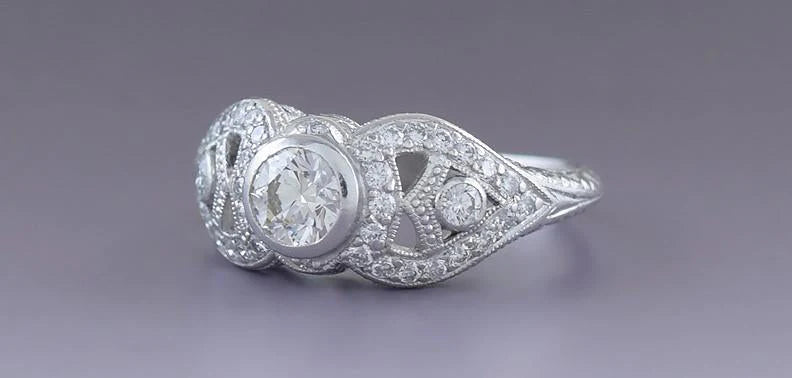 Dazzling Platinum & ~1.5ct Diamond Edwardian / Art Deco Style Engagement Ring