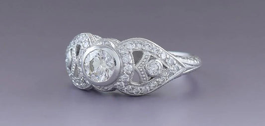 Dazzling Platinum & ~1.5ct Diamond Edwardian / Art Deco Style Engagement Ring