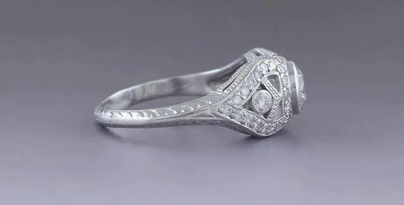 Dazzling Platinum & ~1.5ct Diamond Edwardian / Art Deco Style Engagement Ring