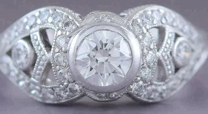 Dazzling Platinum & ~1.5ct Diamond Edwardian / Art Deco Style Engagement Ring