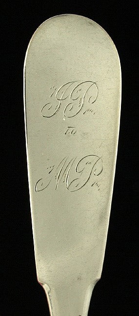 8 American Coin Silver Fiddle Teaspoons Gray c1835