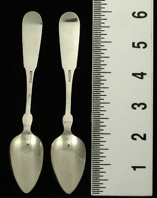 8 American Coin Silver Fiddle Teaspoons Gray c1835