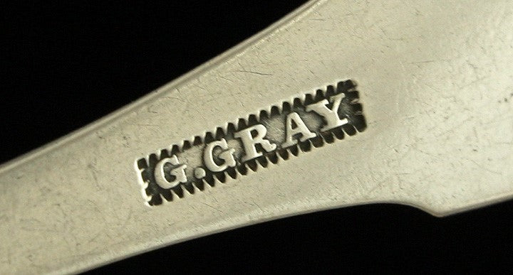 8 American Coin Silver Fiddle Teaspoons Gray c1835