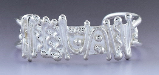 Funky Modernist Abstract Sterling Silver Cuff Bracelet