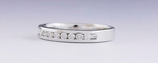 Dainty 14k White Gold & ~.25ct Diamond Anniversary Band Ring