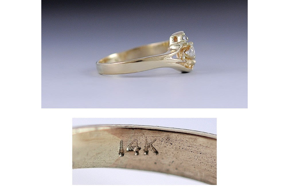 Lovely 14K Yellow Gold Openwork 3 Diamond Ring Ring Size 7
