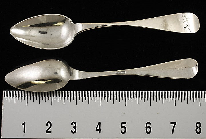 Antique 19th Century European Silver La Lira Serving Place Table Spoons