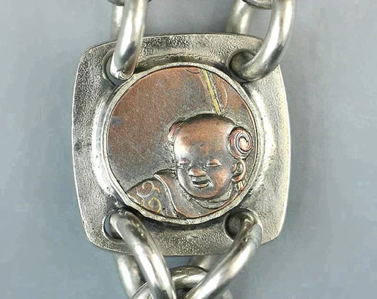 Fine Antique Japanese-Style Sterling Silver Watch Fob Aesthetic Movement 1875