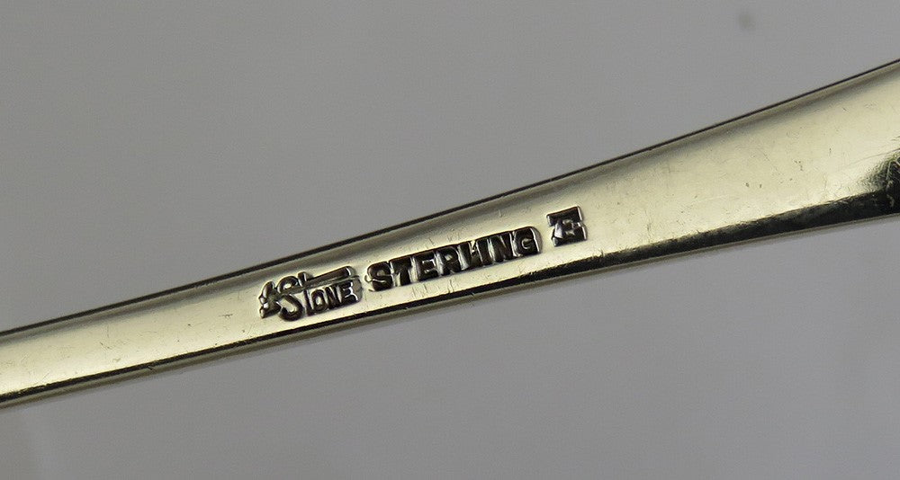 12 Antique Sterling Silver Arthur Stone Pointed End Teaspoons