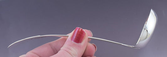 Antique 1824 Scottish Georgian Sterling Silver Kings Gravy Sauce Ladle 6"