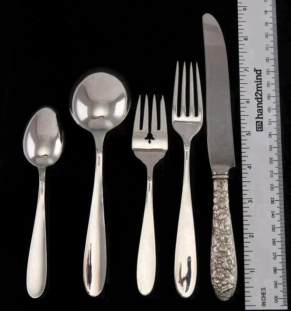 Fine 70pc Sterling Silver Manchester Southern Rose Pattern Flatware Set
