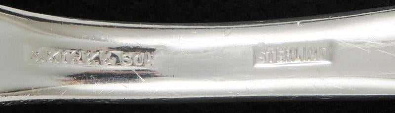 Antique c1930 Sterling Silver Kirk Repousse Flower Fruit Serving Spoon