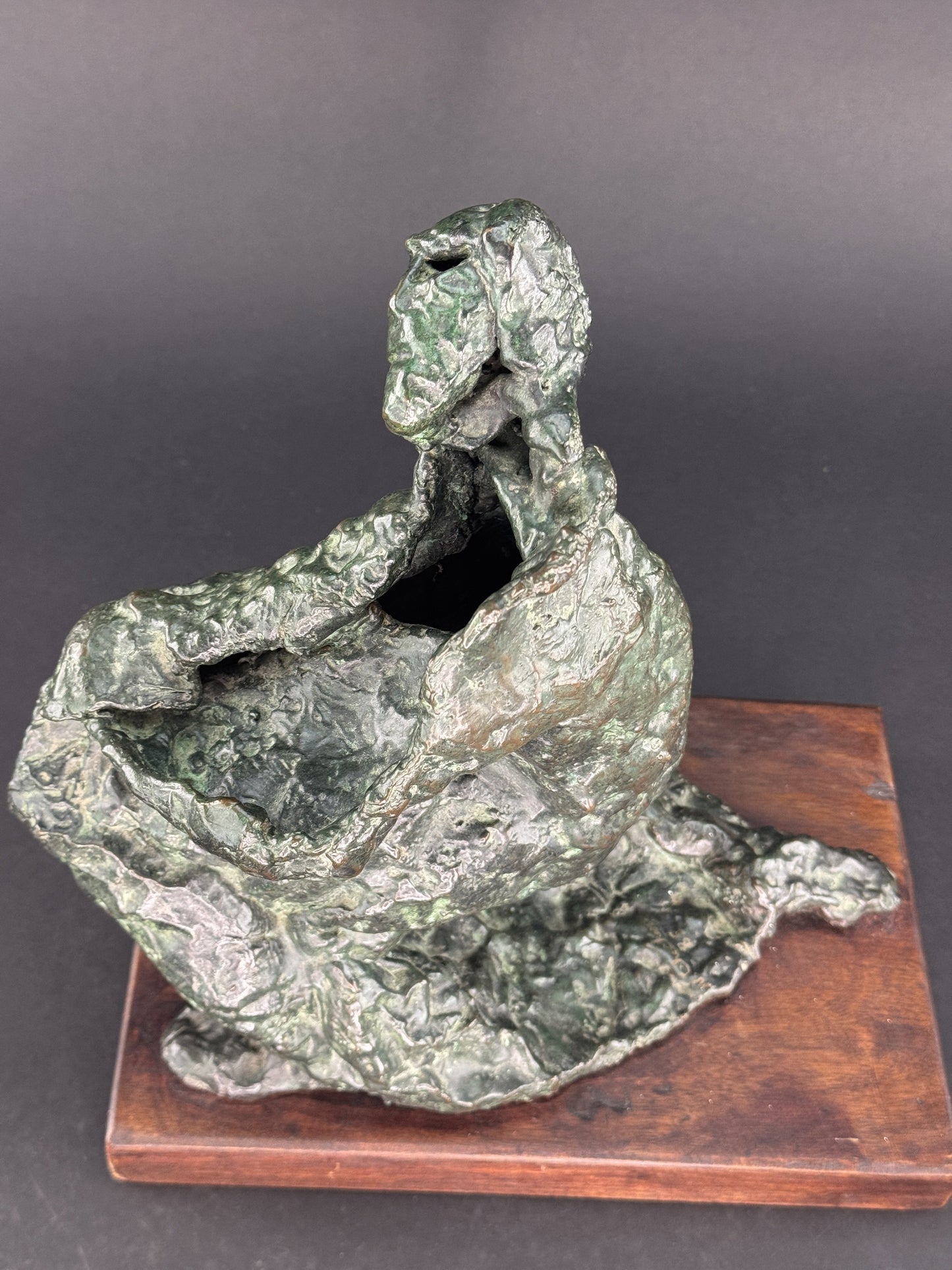 Signed Najim H Chechen Patinated Bronze Modern Art Sculpture "Poet" dated 1985