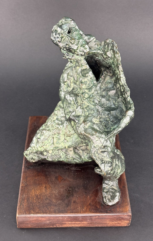 Signed Najim H Chechen Patinated Bronze Modern Art Sculpture "Poet" dated 1985