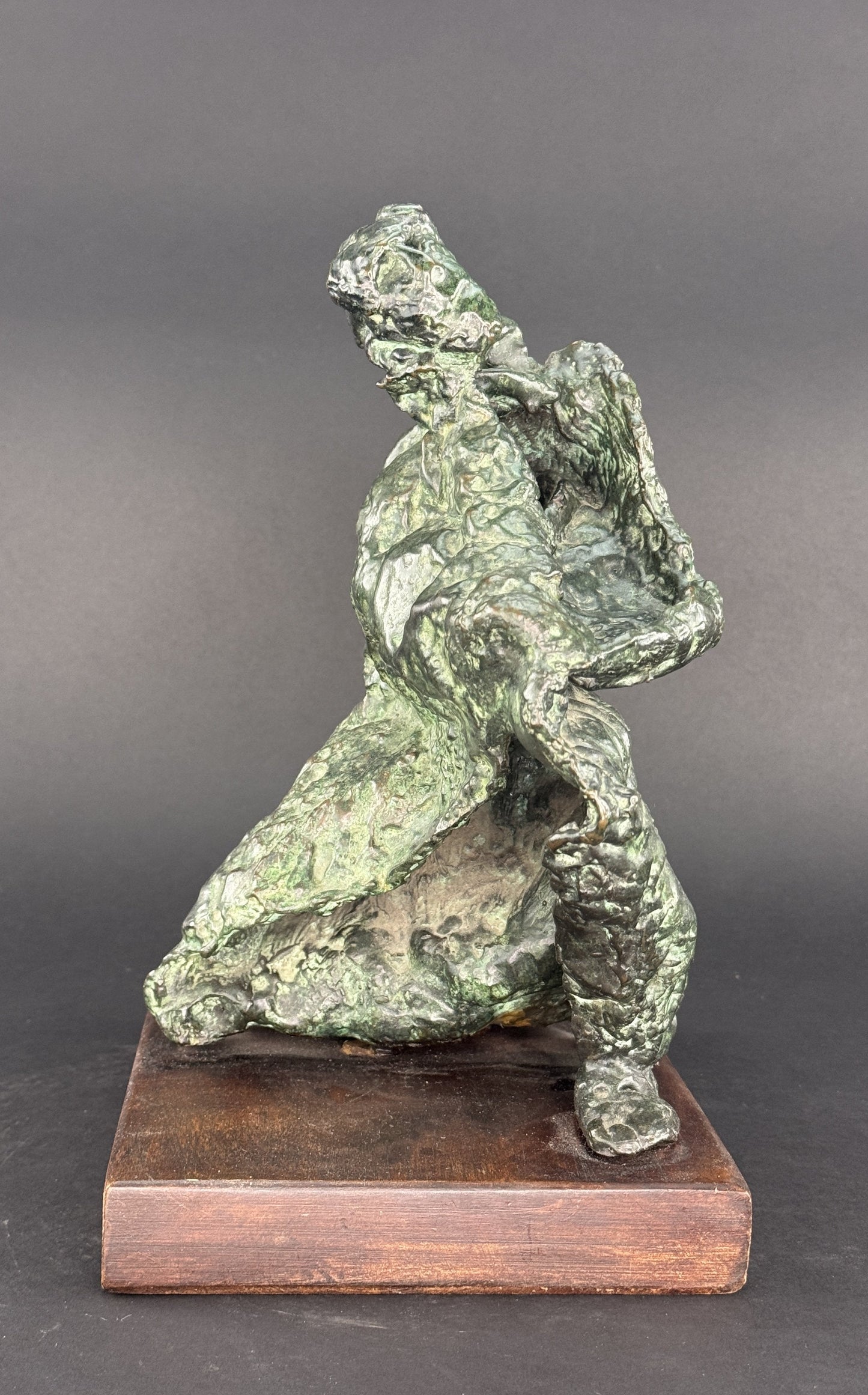 Signed Najim H Chechen Patinated Bronze Modern Art Sculpture "Poet" dated 1985