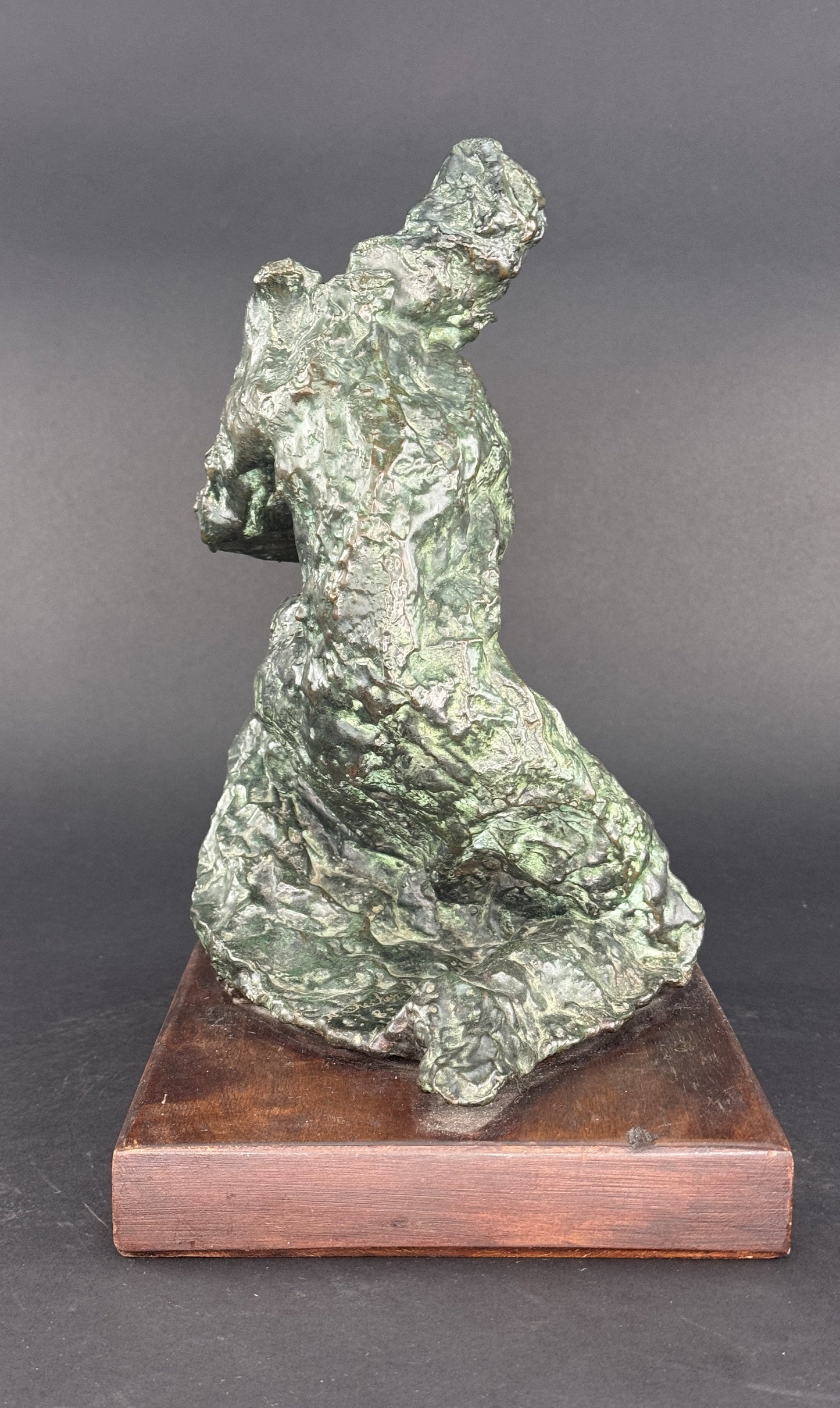 Signed Najim H Chechen Patinated Bronze Modern Art Sculpture "Poet" dated 1985