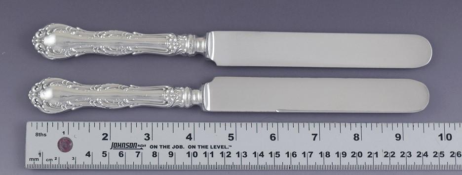 Great Set 6 Wallace Sterling Silver Irving Dinner Knives Carbon Steel Blades