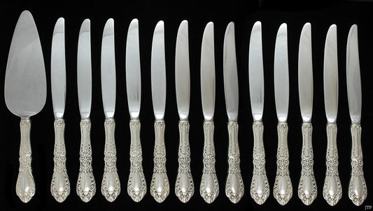 14p Alvin Prince Eugene Sterling Dinner Knives and Server