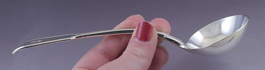 1837 Fine English Sterling Silver William IV Fiddle Thread Gravy Sauce Ladle 7"