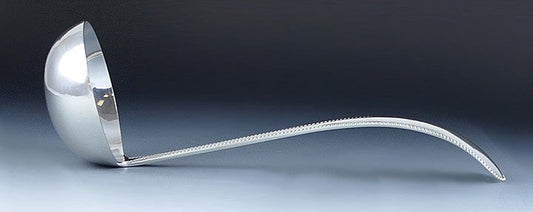 1899 Antique Dutch Silver Van Kempen Zoon Beaded Edge Soup Punch Ladle 11.5"