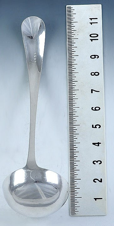 1899 Antique Dutch Silver Van Kempen Zoon Beaded Edge Soup Punch Ladle 11.5"