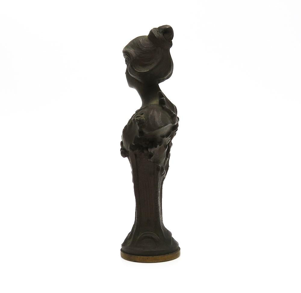 Superb Art Nouveau French Bronze Gibson Girl Woman Bust Desk Stamp Wax Seal