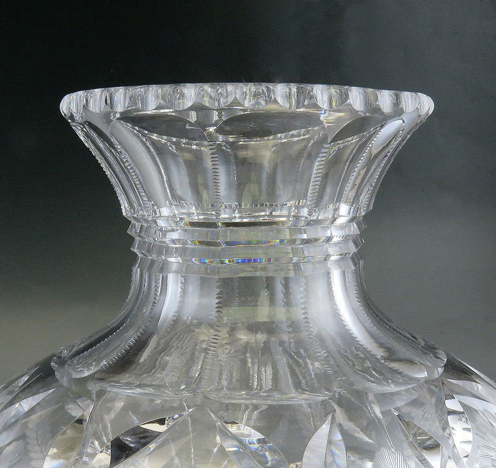 Antique c1910 American Cut Crystal Glass Decorative Flower Vase