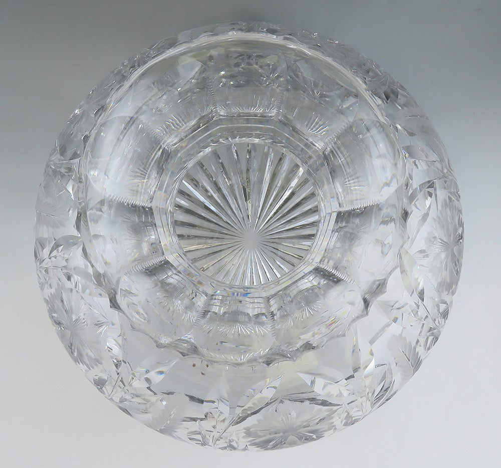 Antique c1910 American Cut Crystal Glass Decorative Flower Vase