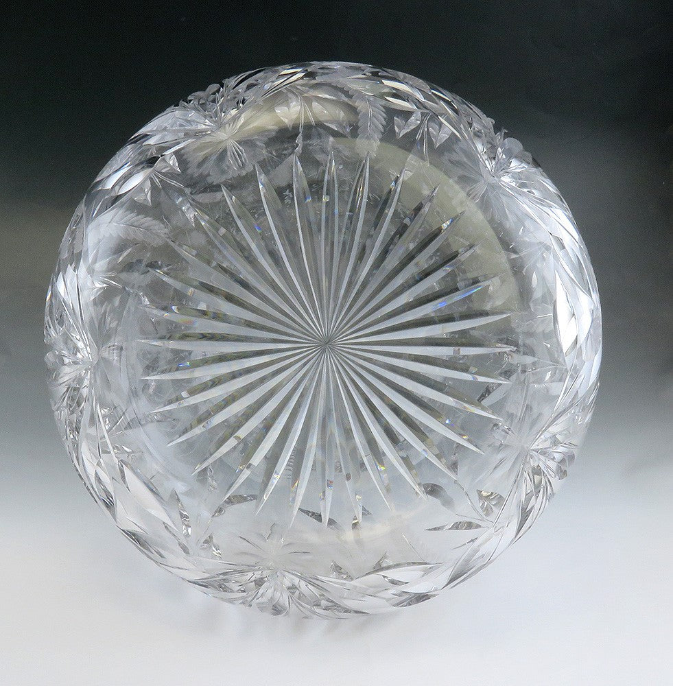 Antique c1910 American Cut Crystal Glass Decorative Flower Vase