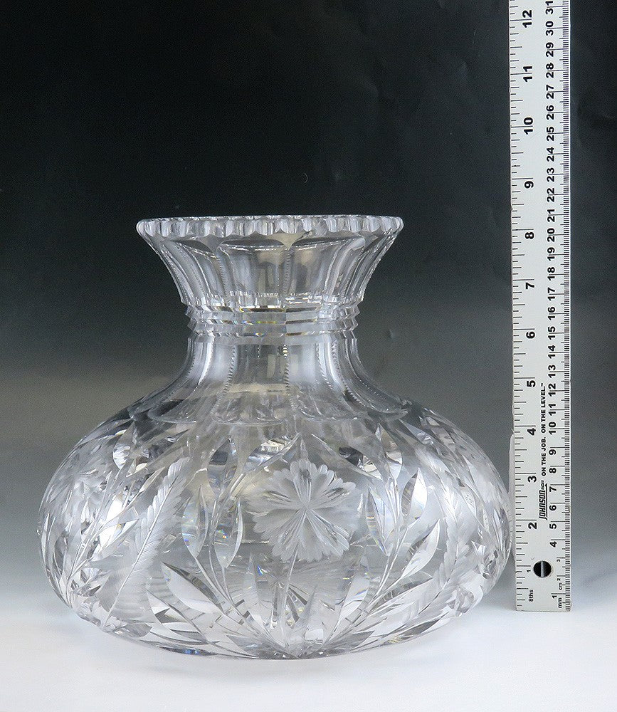 Antique c1910 American Cut Crystal Glass Decorative Flower Vase