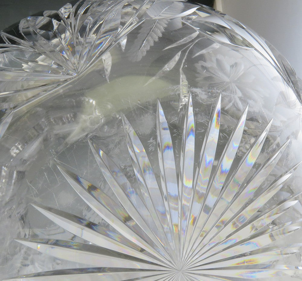 Antique c1910 American Cut Crystal Glass Decorative Flower Vase