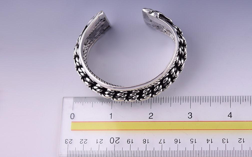Marvelous Thick Width Turkish Silver Cuff Bracelet w/ Ropes and Woven Design