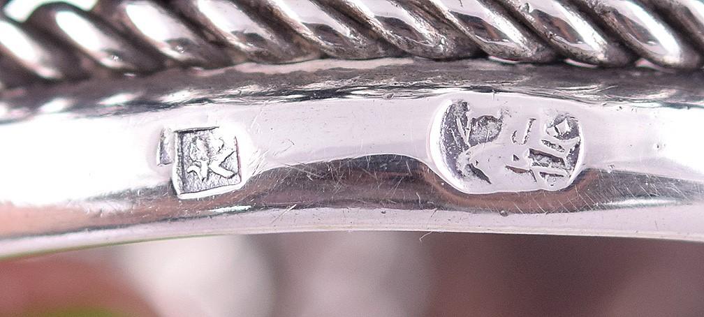 Marvelous Thick Width Turkish Silver Cuff Bracelet w/ Ropes and Woven Design