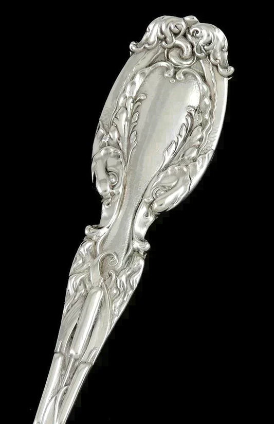 Antique c1900 Sterling Silver Frank Whiting Cattails aka Dolphin Serving Fork