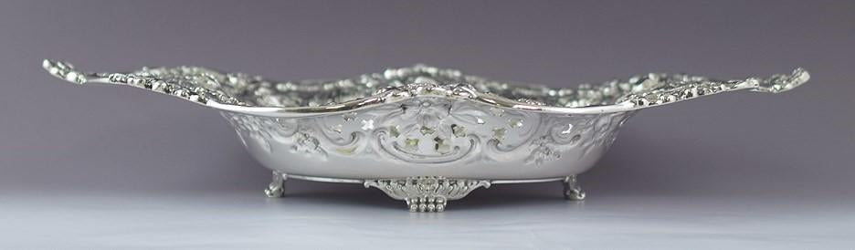 1902-1907 Antique Tiffany & Co Sterling Silver Oblong Pierced Serving Tray Dish