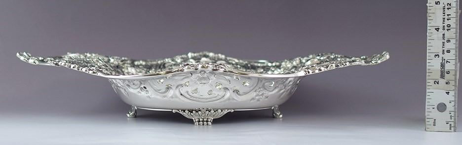 1902-1907 Antique Tiffany & Co Sterling Silver Oblong Pierced Serving Tray Dish