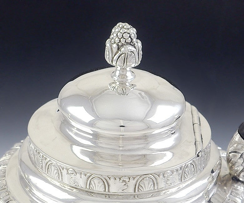 Antique c1840 American Cooper New York 900 Coin Silver Coffeepot Teapot