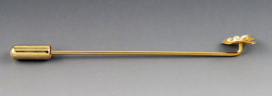 Charming Antique 14k Yellow Gold Seed Pearl Grape Leaf Stickpin