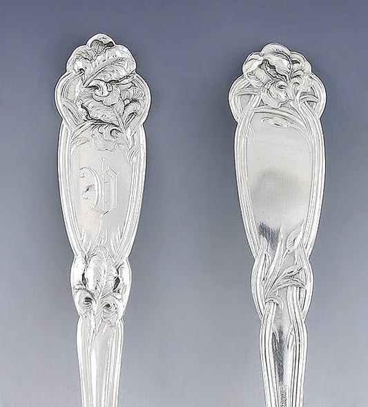 Nice Set 6 Alvin Sterling Silver Fleur De Lis Pat. Demitasse Spoons