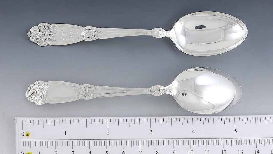 Nice Set 6 Alvin Sterling Silver Fleur De Lis Pat. Demitasse Spoons