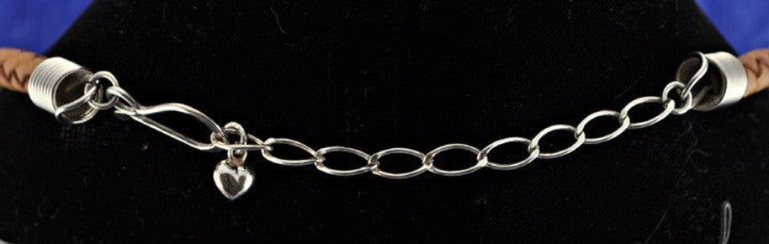 Neat Sterling and Leather Genuine Brown Agate Necklace