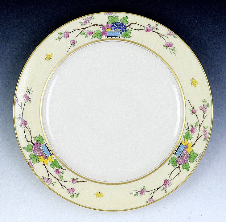 12 LENOX PLATES with Raised Design Potted Flowers and Butterflies Mandarin P1