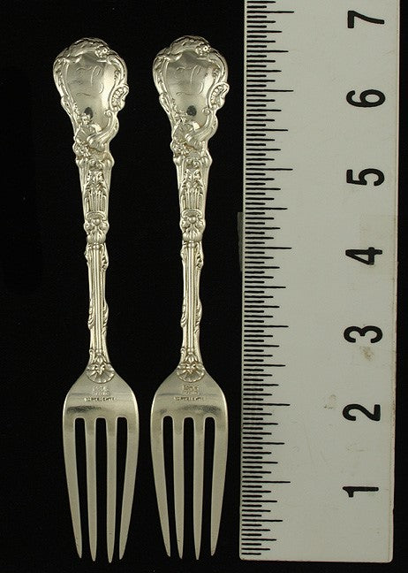 11 Antique Art Nouveau Sterling Silver Gorham Versailles 1888 Forks 6 3/4"