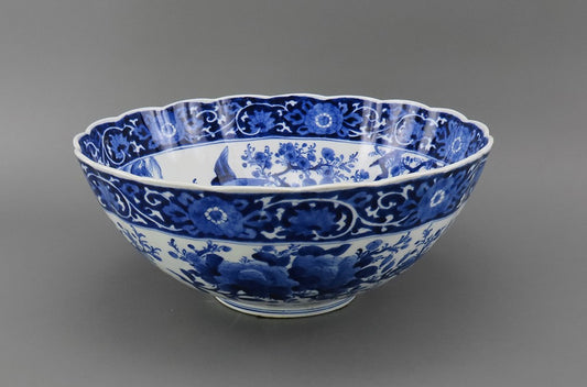 Impressive Mid/Late 1800s Japanese Blue and White Large Centerpiece Bowl
