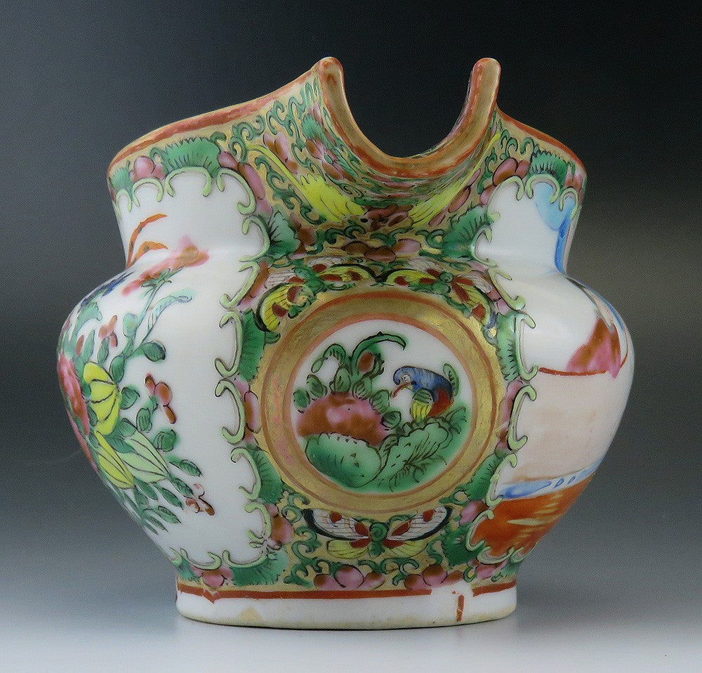 Antique Chinese Porcelain Bird Butterfly Famille Rose Mandarin Creamer Pitcher